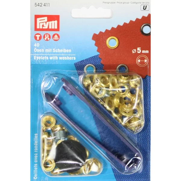 Ojales con Arandelas 5mm Dorado Prym