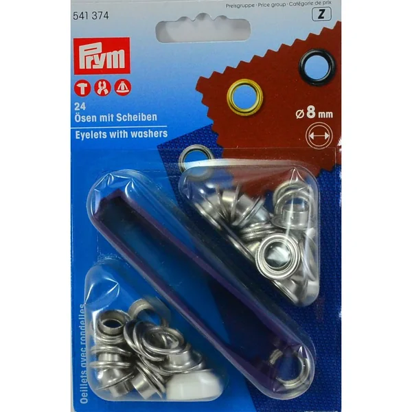 Ojetes con Arandelas 8mm Prym: Kit de 24 Unidades