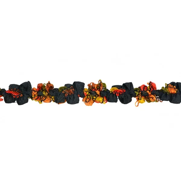 Pasamanería de Flores Lazo Marrón/Negro 1cm