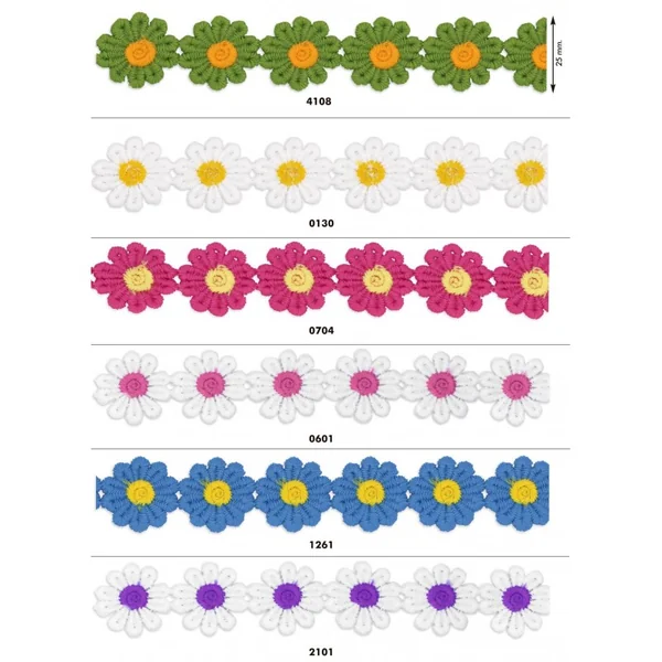 Pasamanería Margaritas: 25mm Flores para Decorar