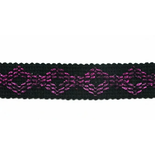 Pasamanería negra y morada 2,5 cm