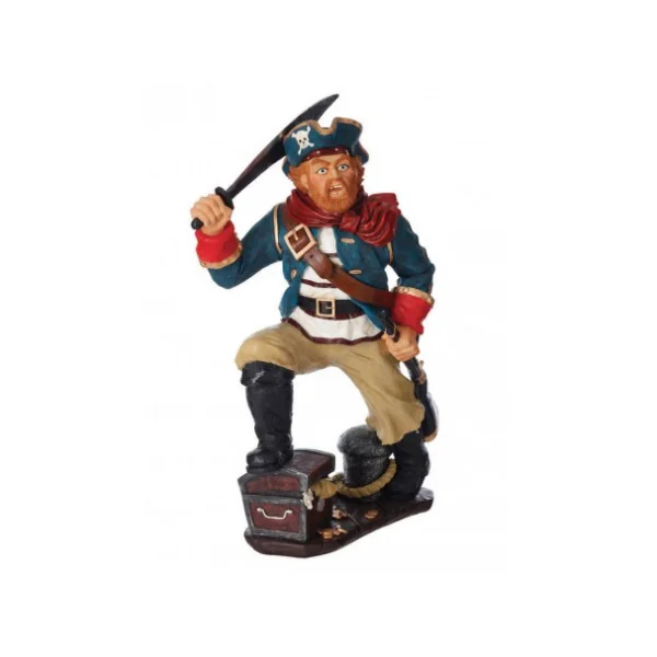 Pirata con cofre del tesoro 53cm