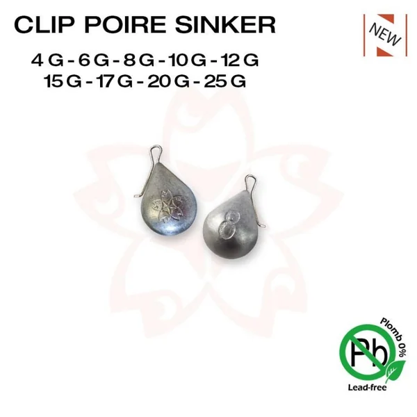 Plomo Clip Pera Sinker Zinc 25g