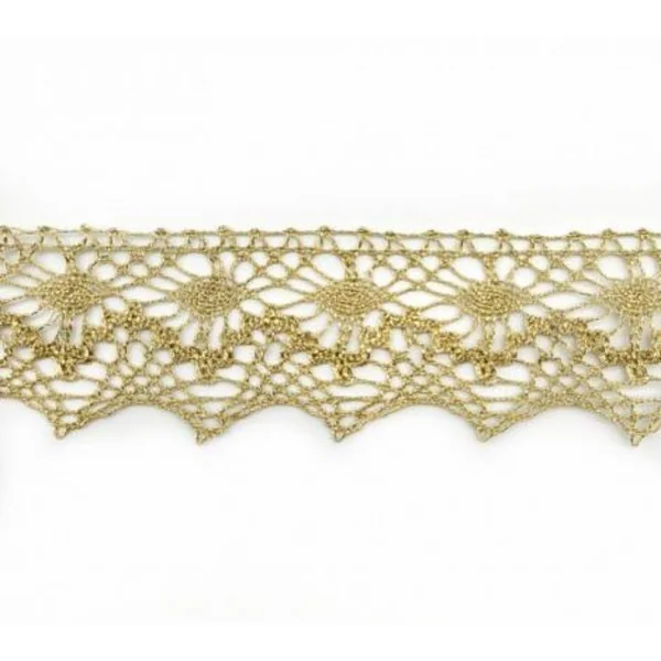 Puntilla Bolillo Metalizada Oro - 3 cm