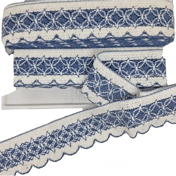Puntilla hilo ancha celeste/blanca 5,5 cm PC52-5