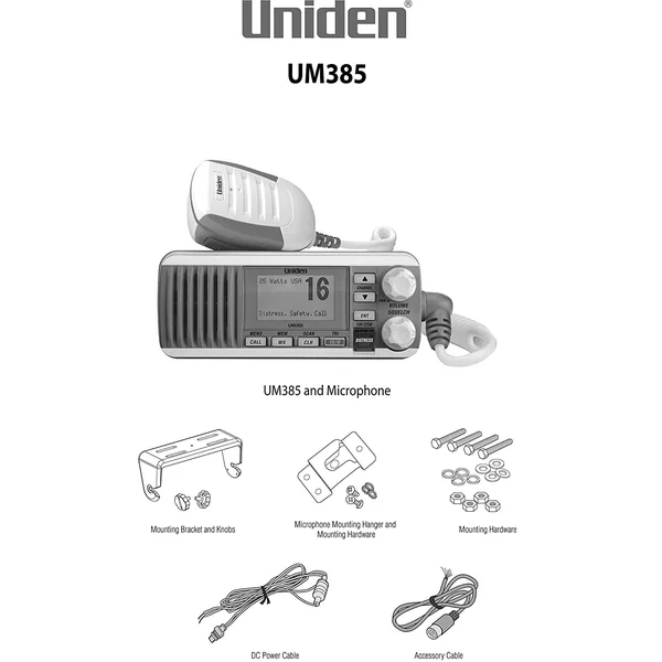 RADIO MARINO PARA LANCHAS VHF UNIDEN UM385