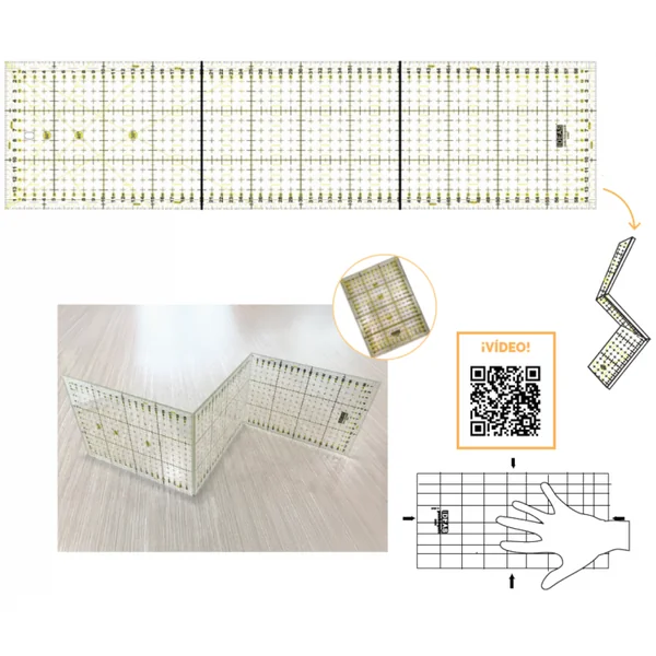 Regla Patchwork Antideslizante Plegable 15 x 60 cm