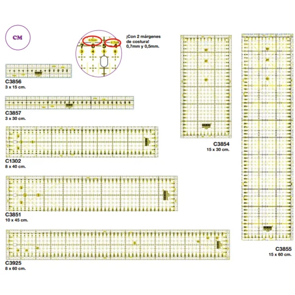 Regla Rectangular Patchwork: Metacrilato Transparente - Imagen 2