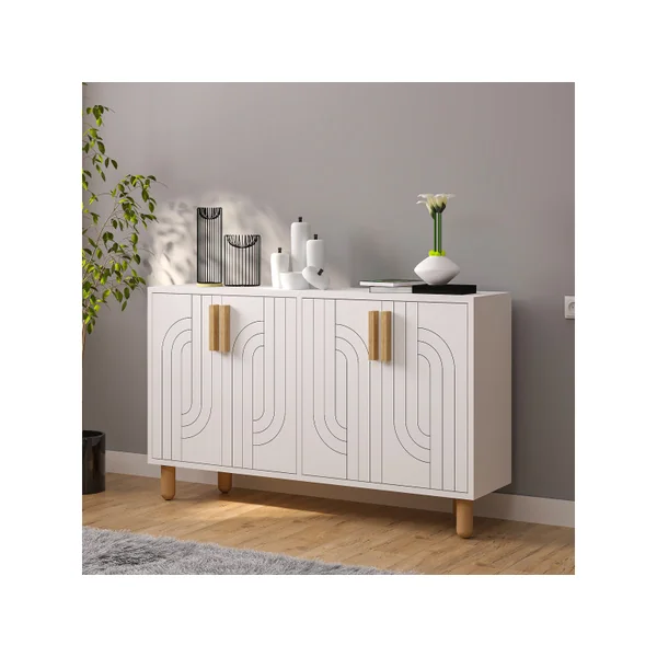 Rodney" houten dressoir - 120 x 29 x 73 cm - Wit - Imagen 3