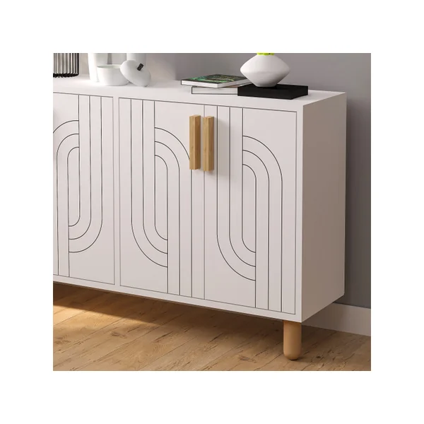 Rodney" houten dressoir - 120 x 29 x 73 cm - Wit - Imagen 4