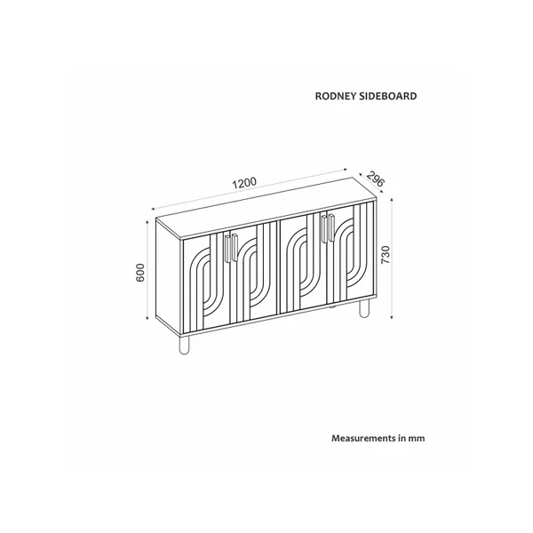 Rodney" houten dressoir - 120 x 29 x 73 cm - Wit - Imagen 7