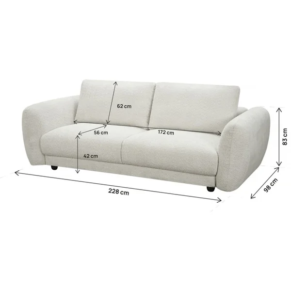 "Saint Germain S" Chenille Stof Rechte Bank - 3 Zits - Beige - Imagen 4