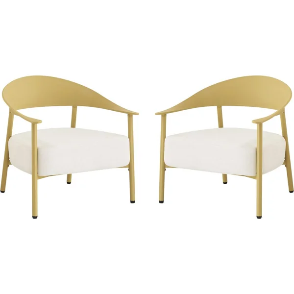 Set van 2 "Céora" tuinstoelen van kunststof en metaal - Geel