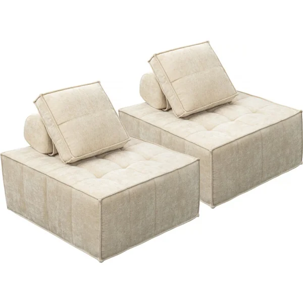 Set van 2 modulaire fauteuils in structuurstof "Velluto" - Beige