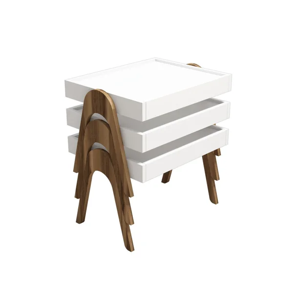 Set van 3 "Roma" houten salontafels - 53 x 40 x 64 cm - Wit