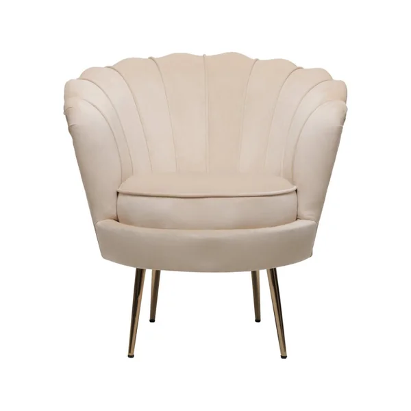 Stoel fauteuil velours fluweel "Floria" - 70 x 73 x 76 cm - Beige - lichtbruin
