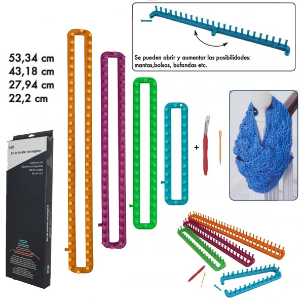 Telar Rectangular para Tricotar: Set de 4 Tamaños