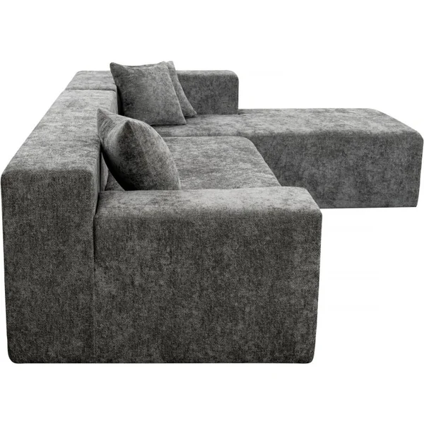 "Tessaro" hoekbank met structuurstof - 4-zits - Grijs - Imagen 5