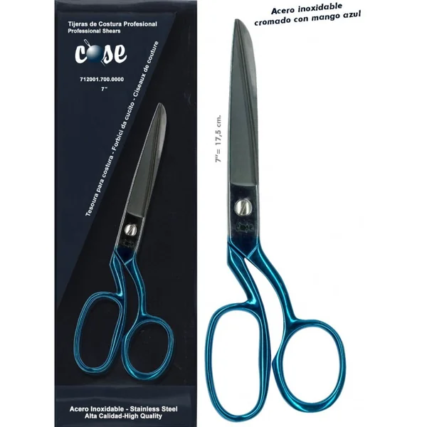 Tijera Modista Profesional 7" Mango Azul