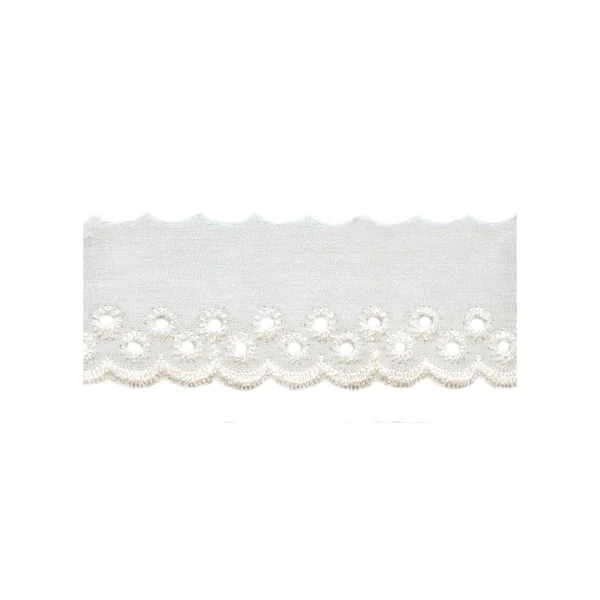 Tira bordada círculos beige 3 cm