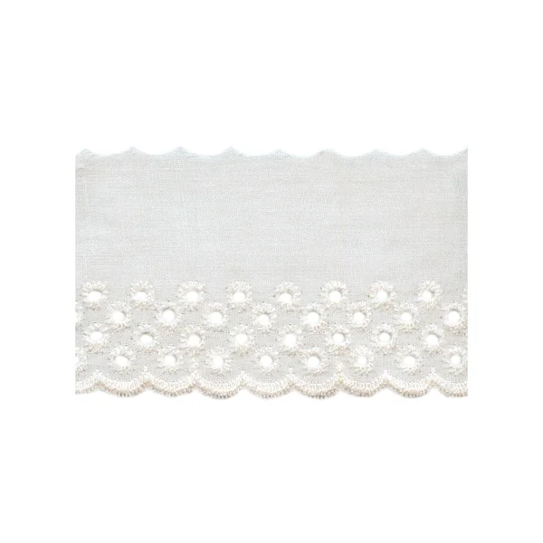 Tira bordada círculos beige 4,5 cm