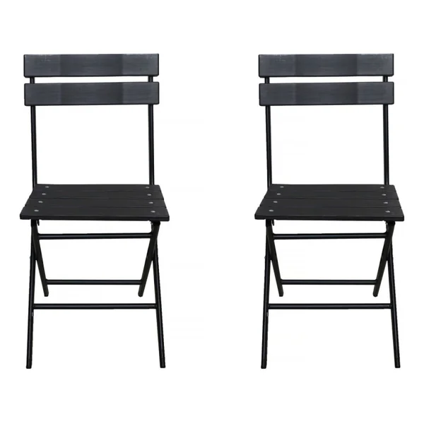 Tuinstoel set 2 stuks inklapbare stoel plastic "Tenerife" - Grijs antraciet
