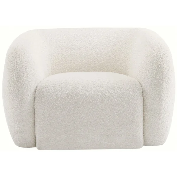 Washington" fauteuil van krullende stof - Wit